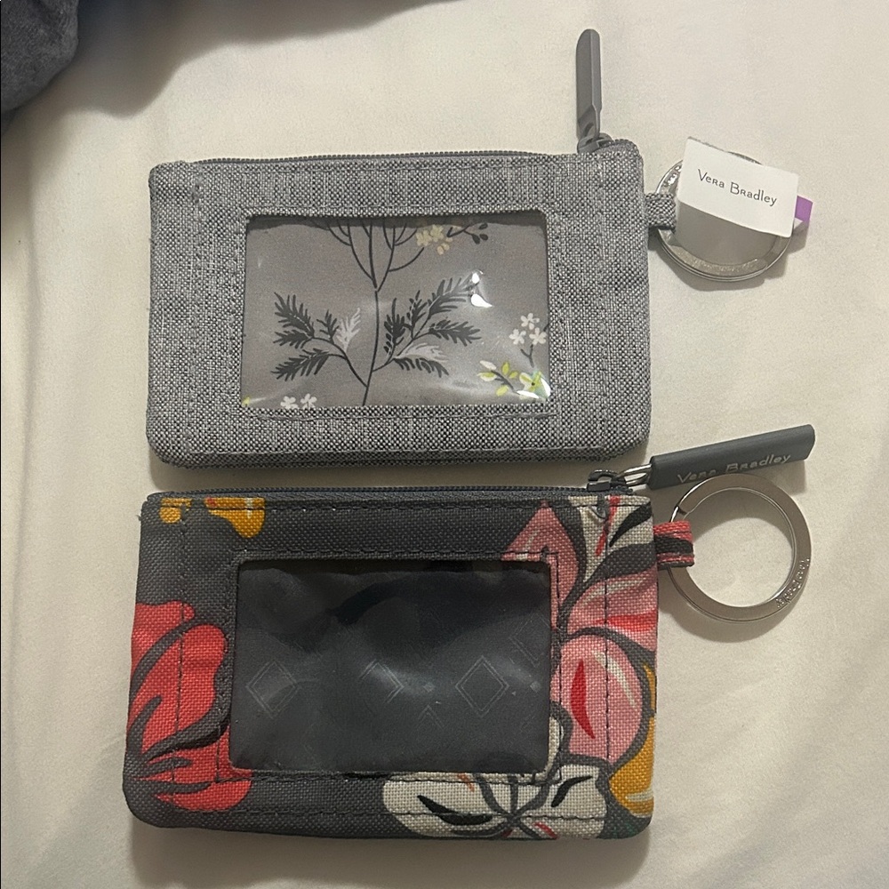 Vera Bradley Gray and Multicolor ID Wallet Set